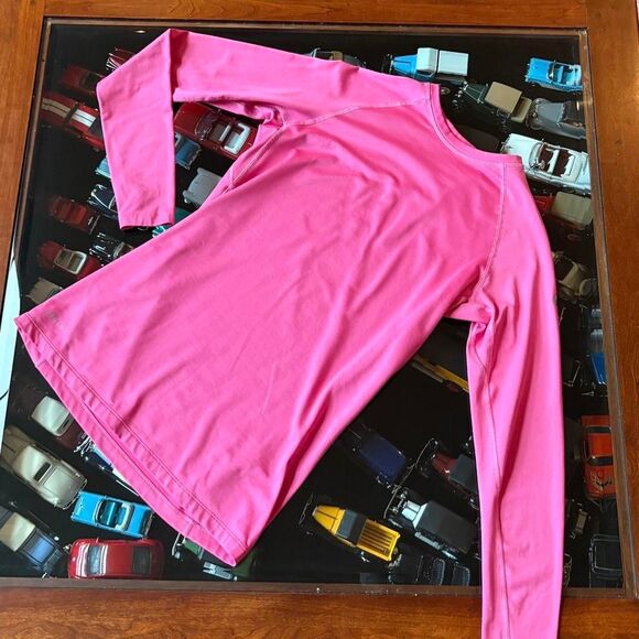 Nike Pro Combat Hot Pink Compression Long Sleeve Finger Hole Shirt Yoga Pilates - Picture 5 of 6